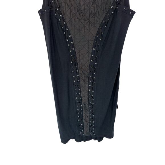 All Saints Spitafields Black Fairy Grunge Quilted Whipstitch Shirt Dress Size 8 - Picture 4 of 9
